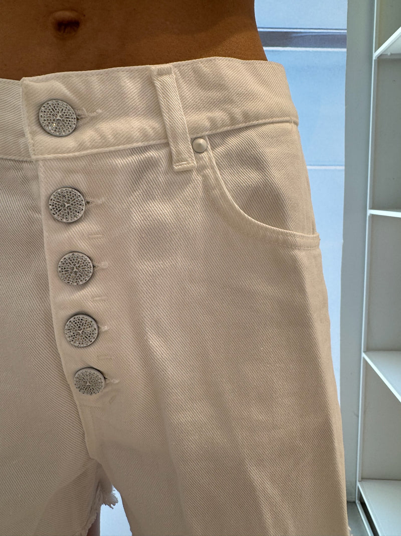 SHORTS BOTTONE GIOIELLO BIANCO