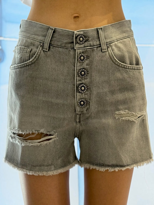 SHORTS BOTTONE GIOIELLO GRIGIO