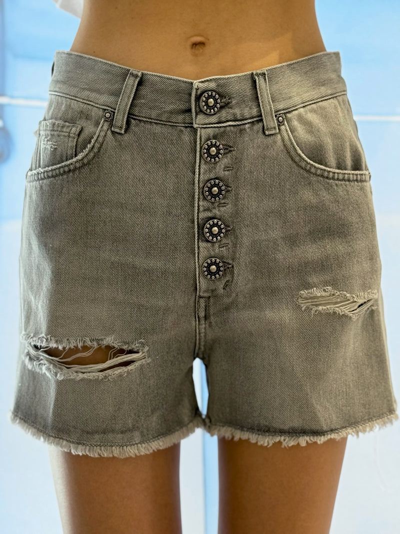 SHORTS BOTTONE GIOIELLO GRIGIO