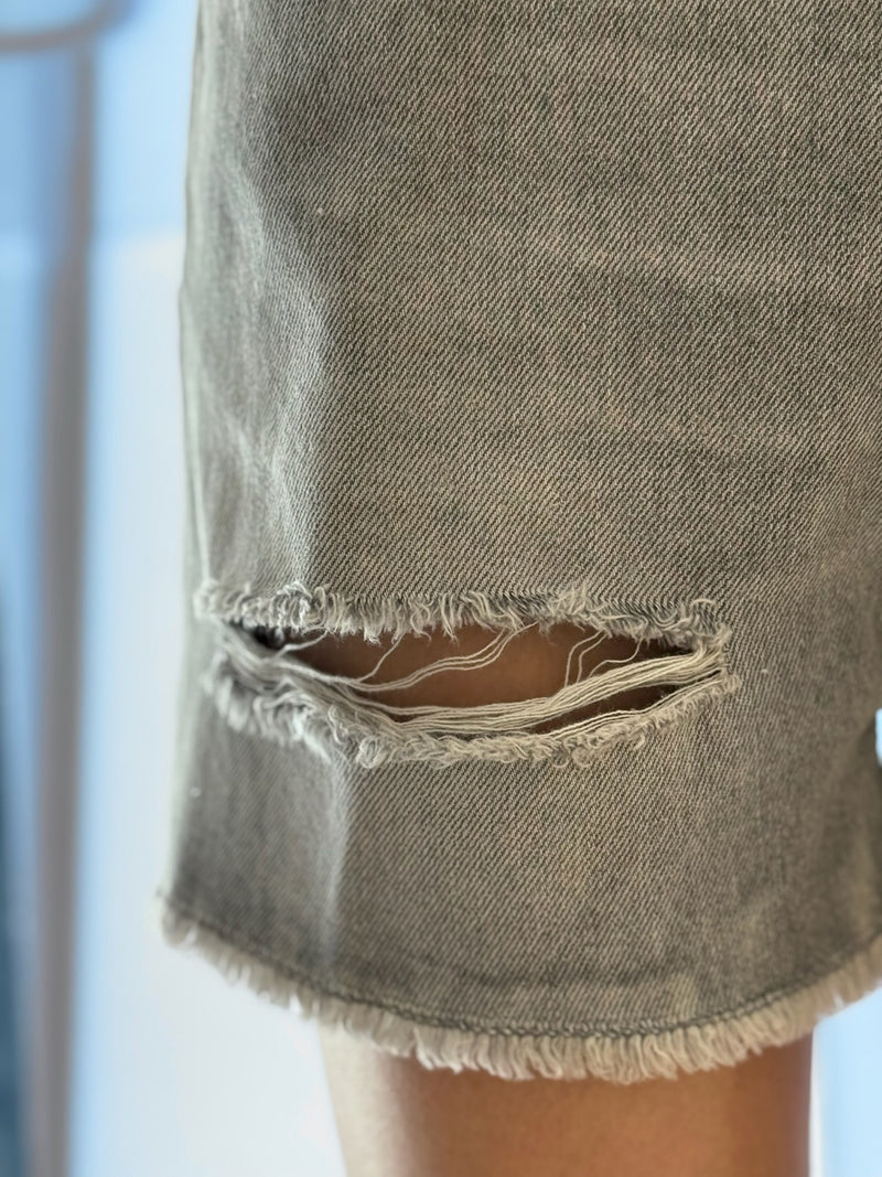 SHORTS BOTTONE GIOIELLO GRIGIO